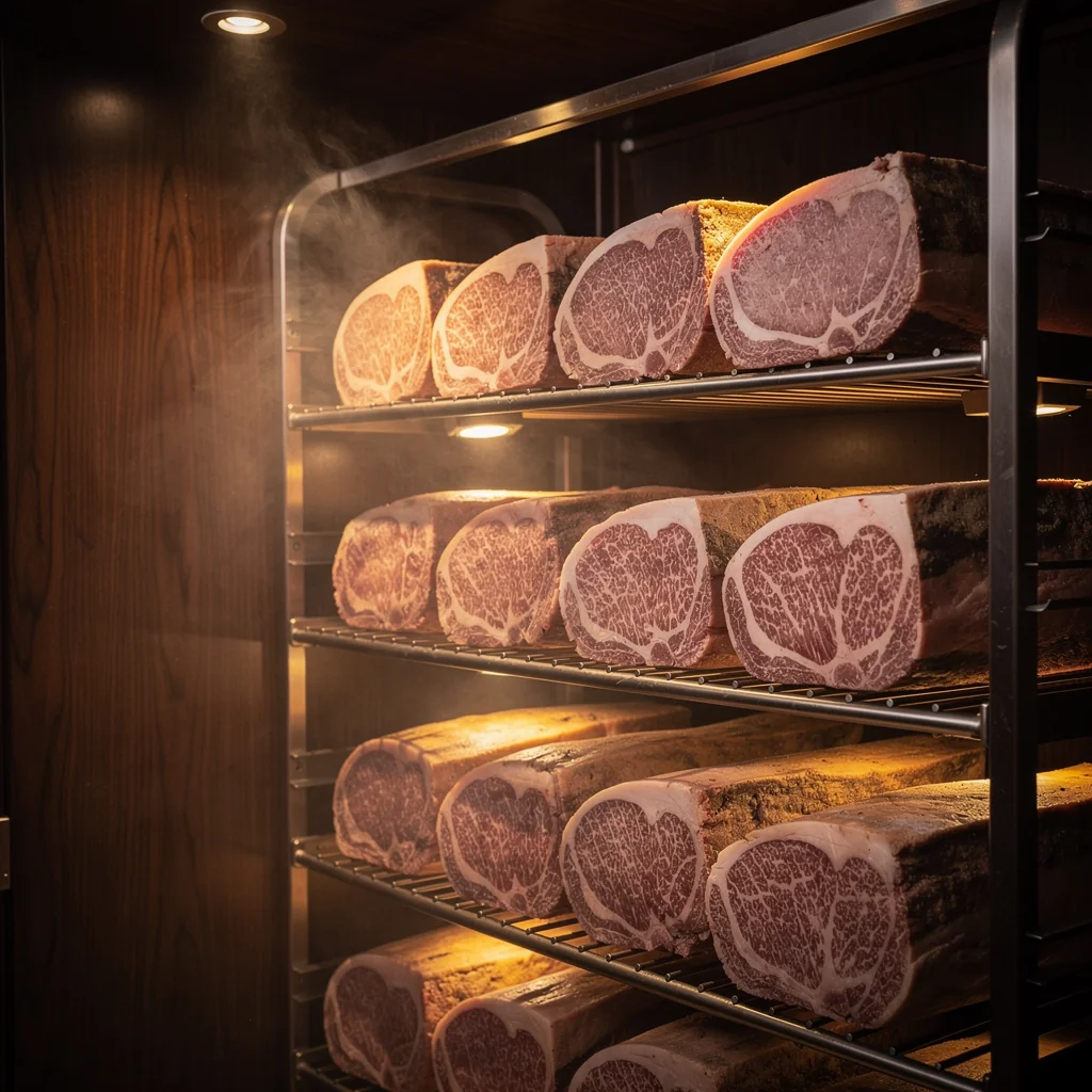 Dry-Aged Steak in der Reifekammer